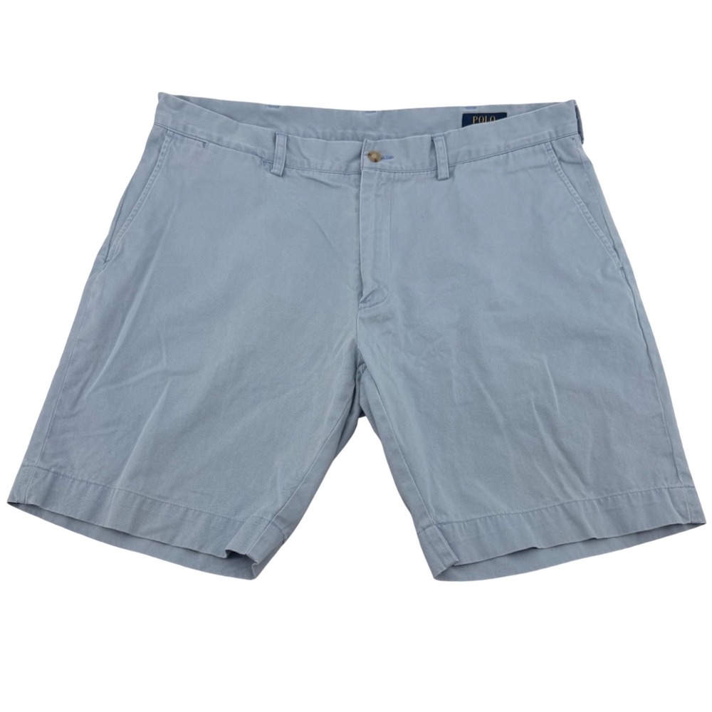 Polo Ralph Lauren Chino Shorts Mens 38 Blue Cotton Twill Flat Front Classic Fit